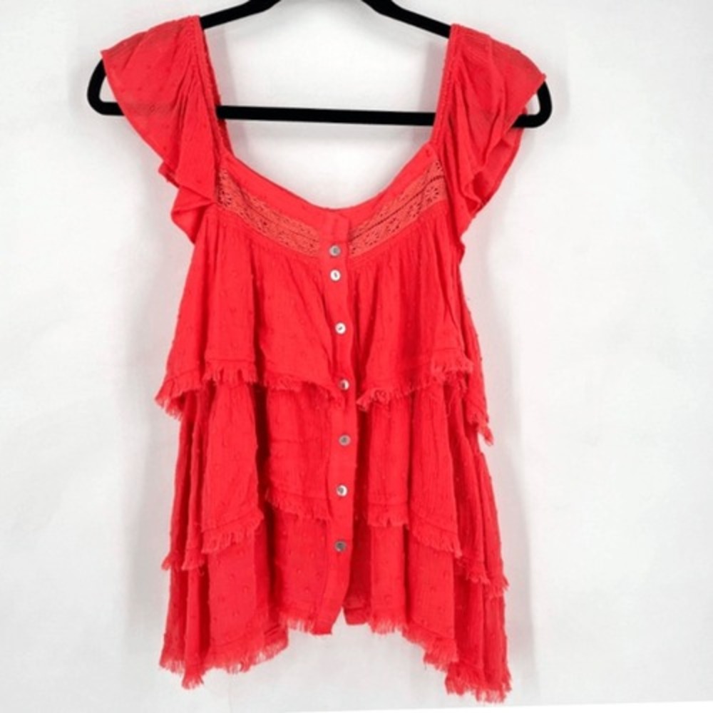 Promesa Red Ruffle Blouse
